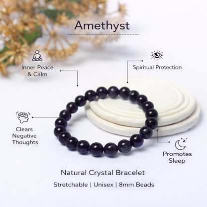Original Amethyst Bracelet – Natural Crystal for Calm Mind, Protection & Spiritual Growth