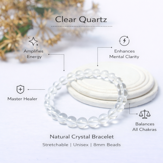 Original Clear Quartz Bracelet – Natural Crystal for Energy, Clarity & Healing