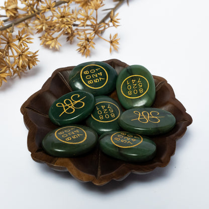 Green Aventurine Manifestation Palm Stones | Sacred Abundance Code & Sigil | Set of 2